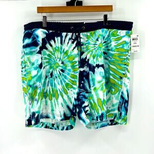 Club Room Men's Tie Dye Swim Trunks - White/Green/Blue - XXL - New with tags